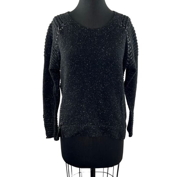 GENERATION LOVE Black Wool Blend Eleanor Whip Stitch Long Sleeve Sweater Size S - Picture 1 of 9